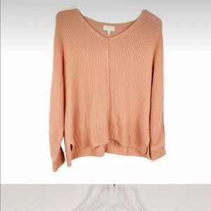 Lucky Brand Chunky V-Neck Sweater in pink